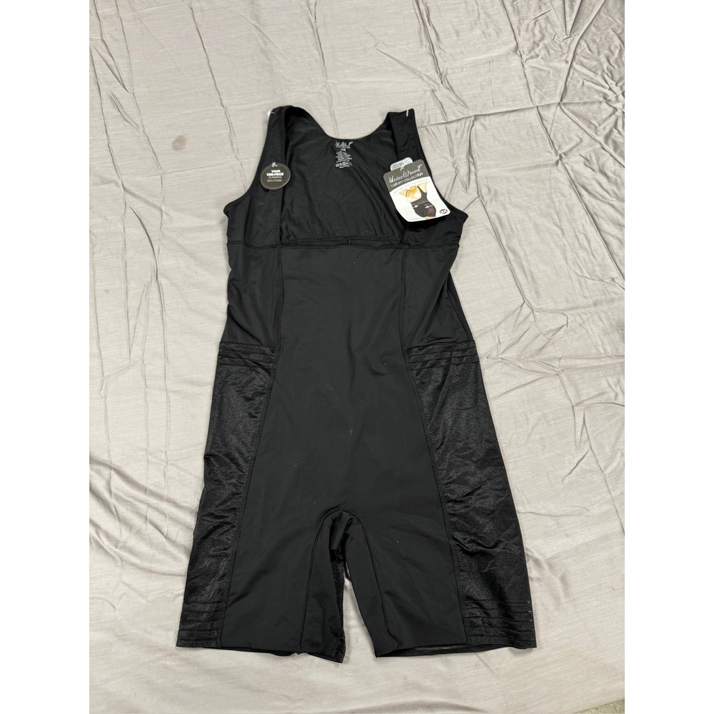 UnderWhere Luxury Collection Geometric Mid-Thigh Bodysuit Black 2X Shapewear NWT
